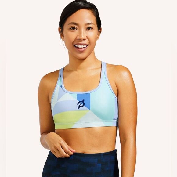 EUC Peloton x WITH Pyramid Blue Strappy Sports Bra Medium - Picture 1 of 4